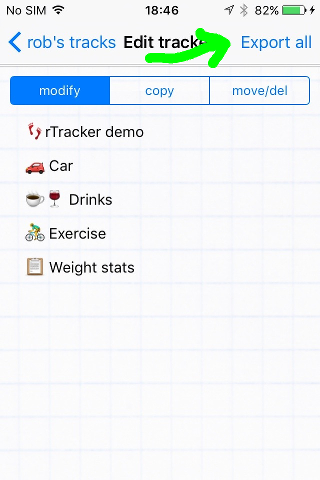 tap 'Export all' to save all visible
              trackers at once