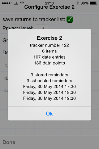 Multiple reminders set for Exercise tracker